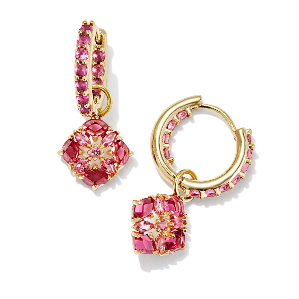 Elegant Gold and Pink Hoop Earrings